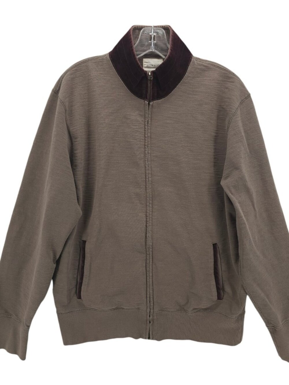 BILLY REID Mens Jacket Full Zip Gray/Olive Contrasting Trim Made in PERU Size XL